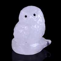 Angolan Quartz Crystal Owl Sculpture: Hand Carved Home Decor (2.5")