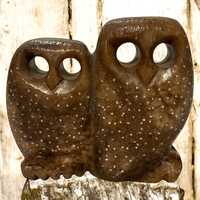 Stone Carved Owls Figurine