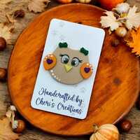 Charming Fall Owl Polymer Clay Embellishment