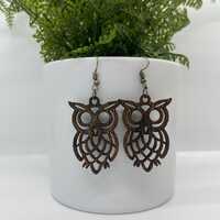 Wooden Owl Earrings