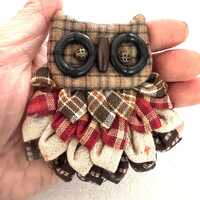 Owl Brooch, Owl Pin Brooch, Fabric Owl Brooch, Handmade Fabric Owl Brooch, Thanks giving Brooch, Aut