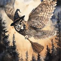 Hiboux Sorciers en Aquarelles : collection spéciale Halloween, Hibou, chouette, Halloween, ho