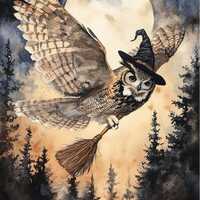Hiboux Sorciers en Aquarelles : collection spéciale Halloween, Hibou, chouette, Halloween, ho