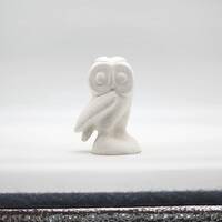Vintage, white, small ceramic OWL FIGURINE