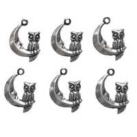 Owl on the Moon Brass Stampings, Silverware Silverplate, US Made, B'sue Boutiques, 6 Pieces, Ass