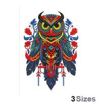 Folk Art Owl - Machine Embroidery Design - 3 Sizes