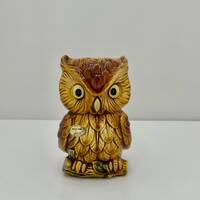 Inarco Orange Spice Ceramic Vintage Owl Candle Holder