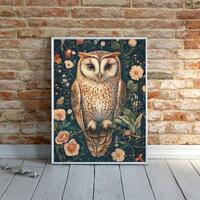 Vintage Floral Owl Jigsaw Puzzle 300/500/1000 Piece, William Morris Style Flower Pattern Owl Puzzles