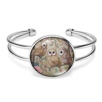 Timeless Owl Trio Bangle Cuff Bracelet