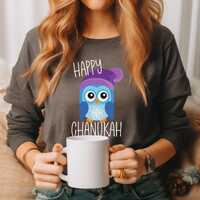 Chanukah Owl Tee, Hanukkah Long Sleeve Shirt, Men Women Shirt, Jewish Holiday Gift,Festival of Light