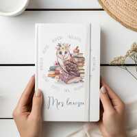 Personalised Luxury Leather Look Owl Teacher Notebook