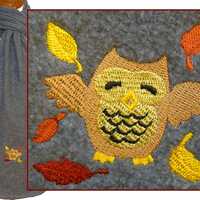 Autumn Owl Embroidery on Scarf Personalized Fall Leaves Monogram Soft Fleece Custom Made Gift