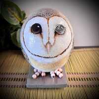 Baby Barn Owl - Hand Painted Ostrich Egg
