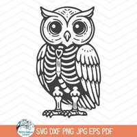 Owl Skeleton SVG for Cricut, Woodland Bird Forest Animal Skeleton Bones Clipart JPG, Fall Halloween