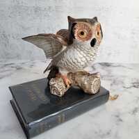 Vintage HOMCO ceramic brown barn owl figurine, retro owl decor, collectible owl sculpture, unique 19