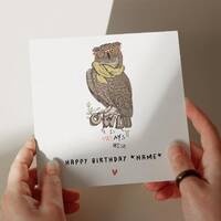 Wise Owl Birthday Card, Cute Partner Birthday Card , Personalised Card, Card for Friend, Card for Hu