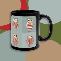 Cute Christmas owl in candy cane pyjamas gift Owl gift Owl mugs nature lover sweet cute owl minimali