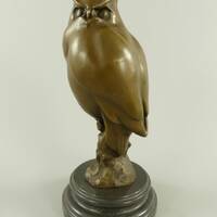 Large Bronze Owl Figurine – Symbol of Wisdom on Marble Base – Exclusive Home Decor