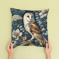 Barn Owl Pillow William Morris Inspired Cottagecore Throw Cushion Vintage Floral Pillow Botanical Ho