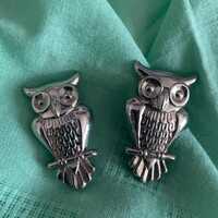 Set Of Metal Owl Brooches/Owl Brooches/ Pair of Silver tone Metal Owl Brooches/Halloween Brooches/ A