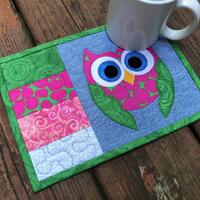 Paper Pattern for Owl Quilted Mug Rug Snack Mat