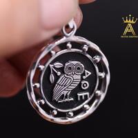 Athena's Owl Silver Pendant Owl of Wisdom Pendant Silver Pendant Silver 925 Greek Jewelry