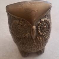Vintage Solid Brass Owl: Mid Century Table Display (3.5")