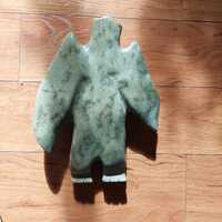 A beautiful LARGE Soapstone Carved INUIT OWL Statue, signed