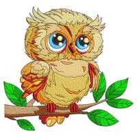 Owl Embroidery Design, Cute Owl Machine Embroidery Design, Baby Owl In Tree Embroidery File, Cute Ow