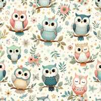 Owl  Fabric by the Yard. kids fabric. cute animal fabric.