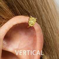 18G Owl Cartilage Hoop Earring: Sterling Silver Helix Earring