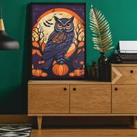 Spooky Retro Owl Halloween Decor  Vintage-Inspired Digital Art Print