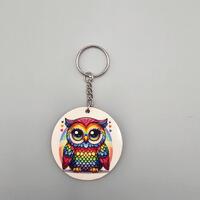 Rainbow Colored Owl Keychain