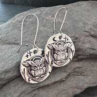 Owl hand stamped earrings