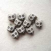 Peruvian Ceramics Owl  Head Bead, Craft Supplies, Jewelry Making Beads, (2)