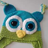 crochet owl hat, for baby or child