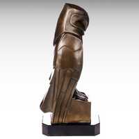Bronze Sculpture of Art Deco Style Owl, Bronze Owl Statue on Marble Base, Wisdom Symbol Animal Art F