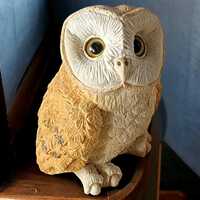 Owl Stone Critters Collection Figurine by United Design 1984 Vintage Small Sculpture/Statue Barn Owl