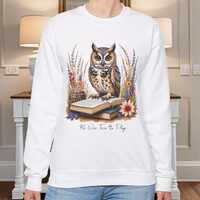 Woodland Owl Cottage Core Sweatshirt, Bookish, Book Lover Gift, Gift for lover of reading, Wildlife 