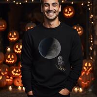 Owl Sweatshirt, Halloween Owl Shirt, Night Owl Clothing, Moon and Owl Sweatshirt, Spooky Owl Apparel