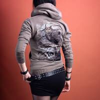 Embroidered hoodie, owl and skull embroidered sweatshirt, cottagecore hoodie gift, nature sweatshirt