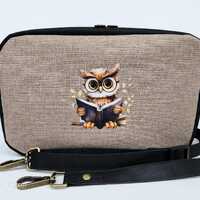 Waterproof owl book bag,kindle crossbody bag for readers,Tropical bird library tote small travel bag