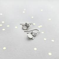 Sterling silver earrings with small owl on leverback or french wire