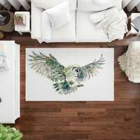 Floral Owl Rug, Owl Rugs, Abstract Rug, Animal Rug, Easy To Clean Rug, Classic Rug, Home Decor Rug, 