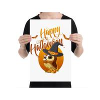 Witch Hat Owl Halloween Print - Spooky Fall Home Decor