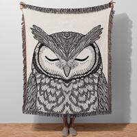 Woven Owl Blanket, Three Color Options, Cozy Throw Blanket, Animal Nature Lover Gift, Birthday Chris