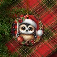 Christmas Owl Ornament Sublimation Design PNG Christmas Owl Portrait Ornament Graphic Cute Christmas