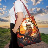 Horned Owl Tote Bag, Cruise Tote, Vacation Travel Bag, Sunset Owl Tote, Reusable Shopping Tote, Owl 