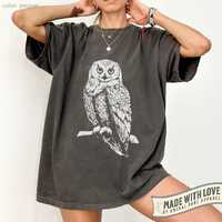 Snow Owl Vintage Shirt Owl Graphic Tee, Gift Owl Lover Bird Shirt Retro Night Owl, Dark Bird Shirt O