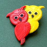 RARE Two Owls Brooch. Vintage collectible soviet pin badge A8